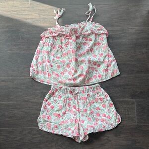 Janie and Jack Floral Matching Set, Top and Shorts - Pink and White